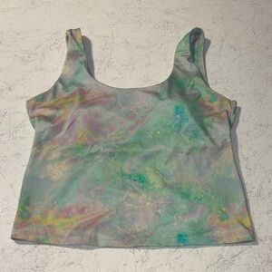 Fabletics Oasis Twist built in bra top cotton candy pastel swirl paint print
